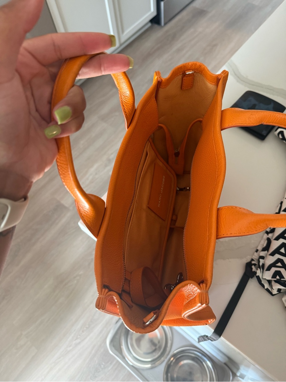Marc Jacobs Orange Pebbled Leather Tote with Top Handles - Picture 3 of 8